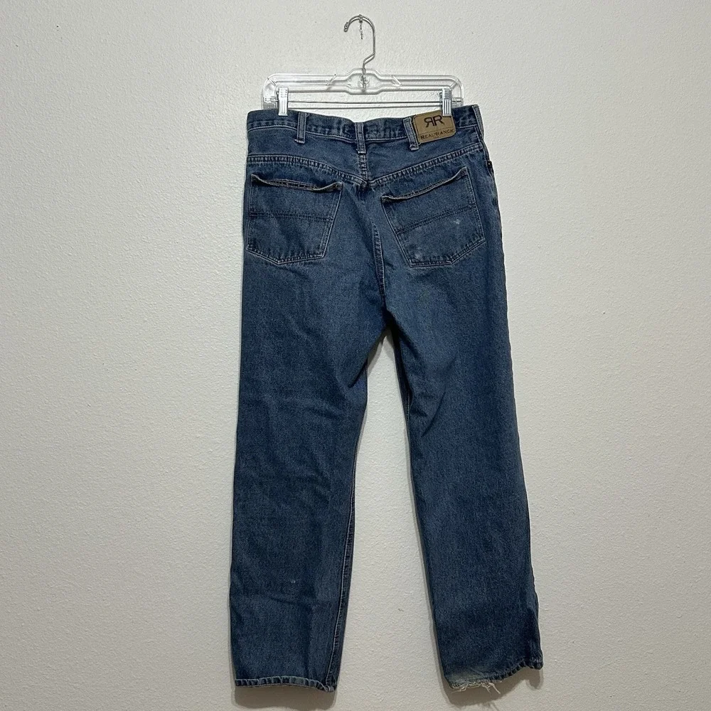 Real Ranch Blue Denim‎ Medium Wash Regular Fit Workwear Jeans Men's Size 34 X 30